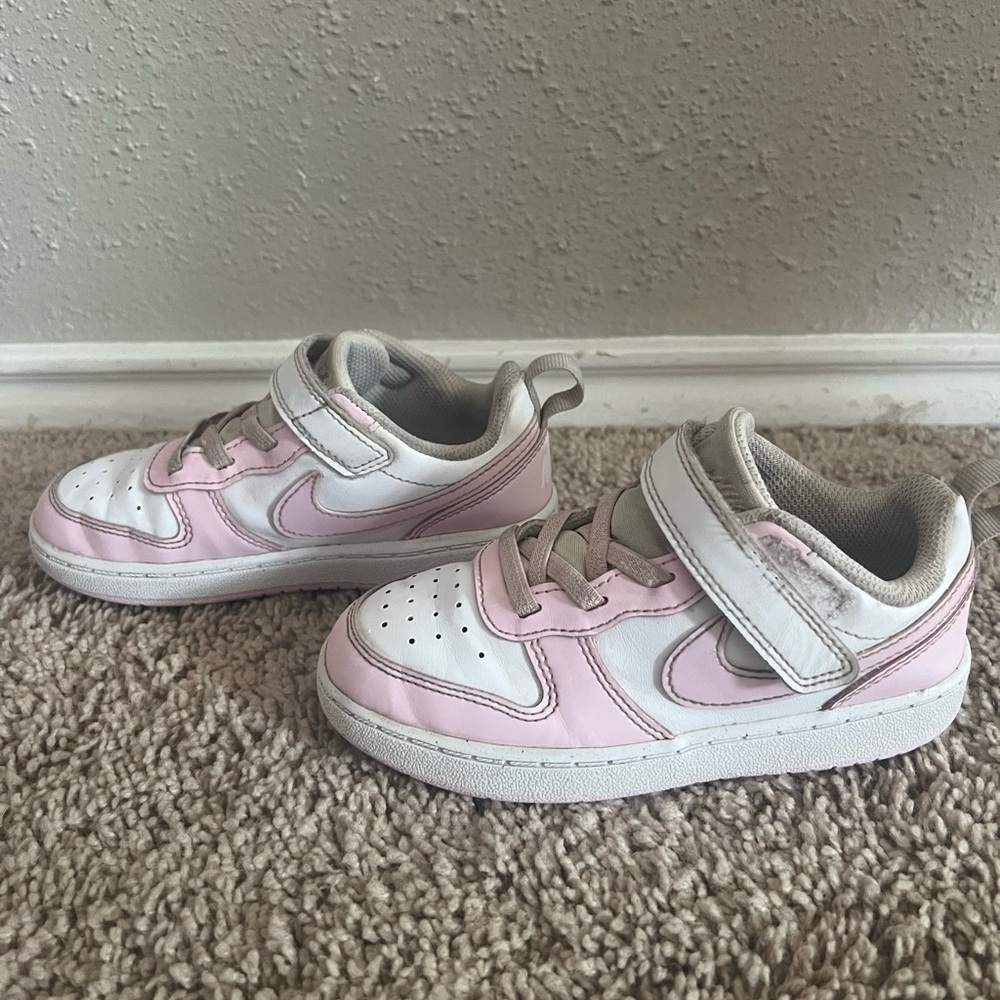Kids Pink and White Nike Sneakers